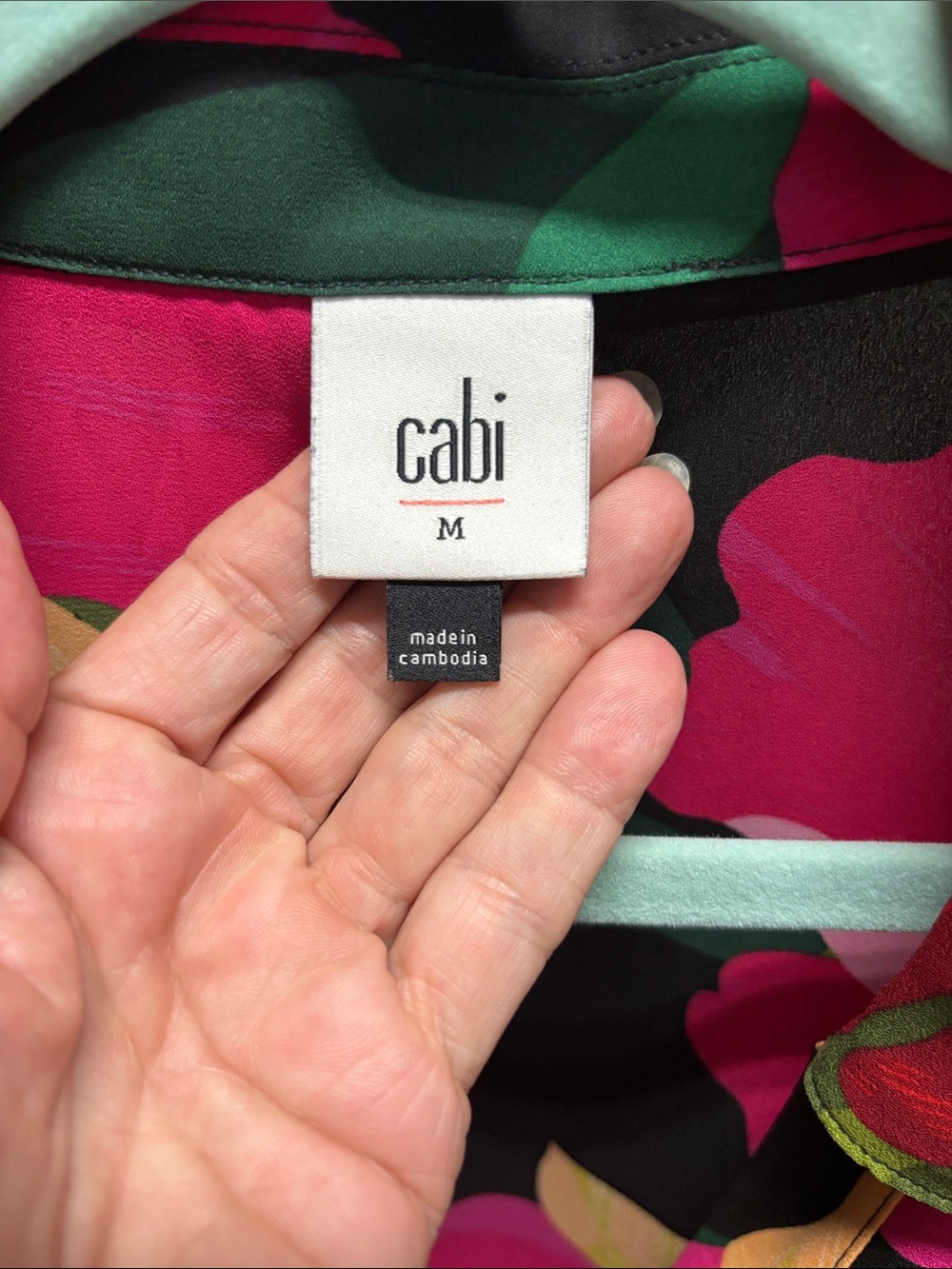 CAbi Black Floral Button-Down Shirt with Pink, Red & Yellow Blooms - Picture 2 of 5